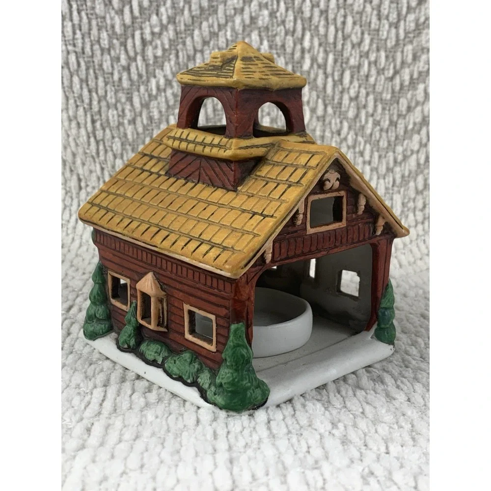 GZ Lefton 1986 School House Colonial Village Votive Candle Holder‎ Christmas